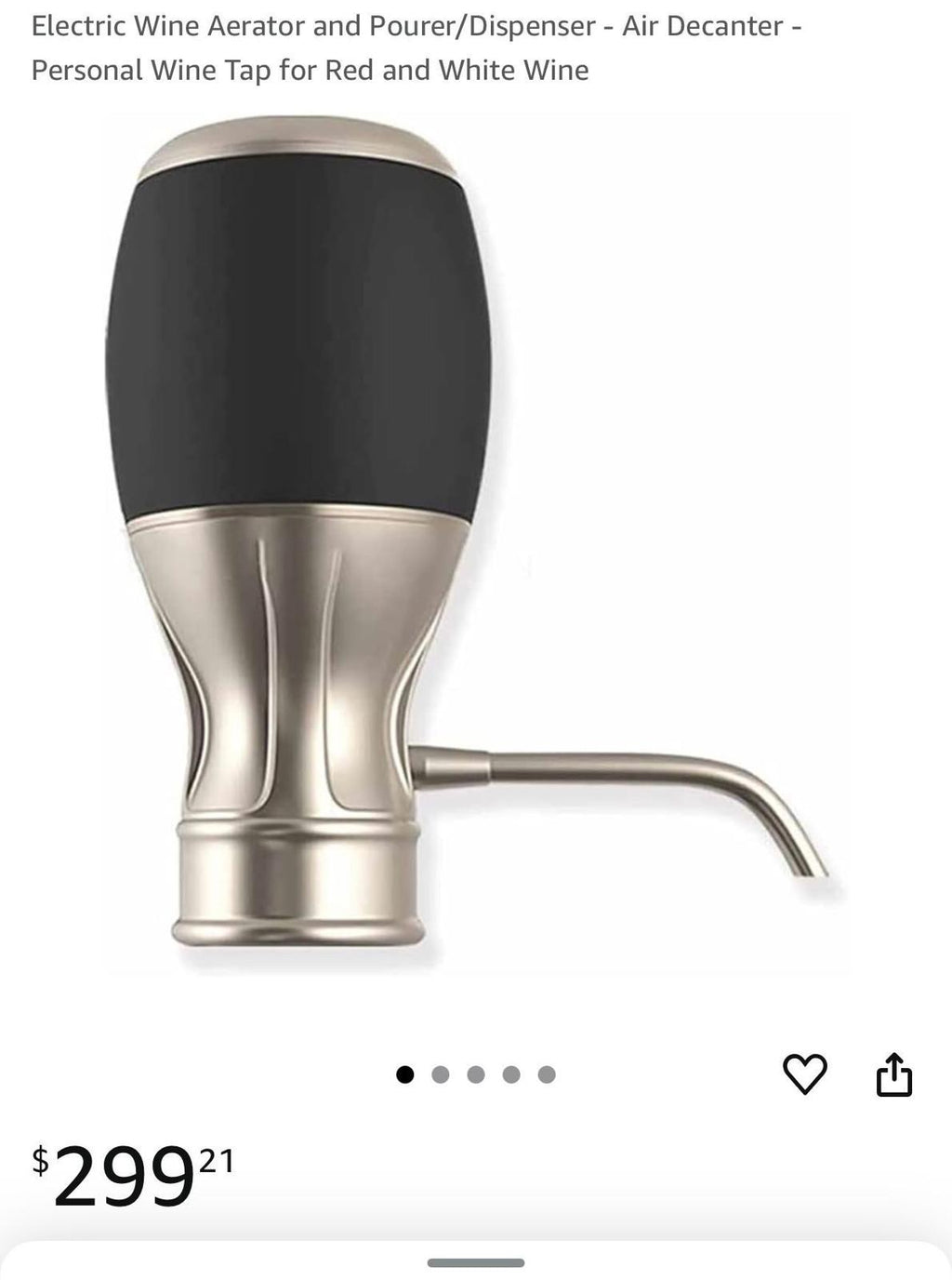 (New, Sealed, MSRP $29.99) Stainless Steel Electronic Wine Aerator and Pourer