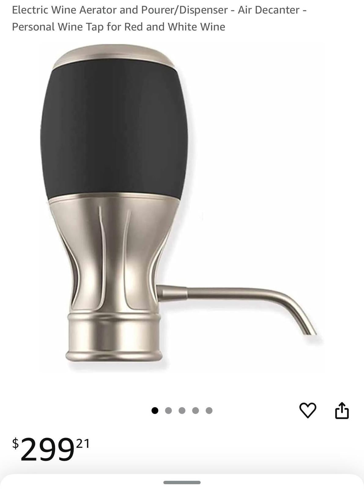 (New, Sealed, MSRP $29.99) Stainless Steel Electronic Wine Aerator and Pourer
