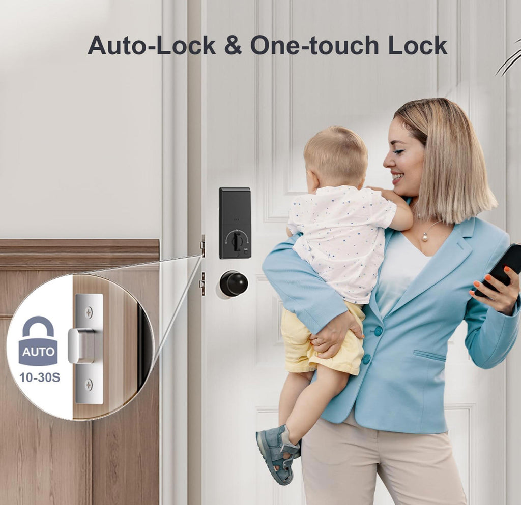 (NEW MSRP $69.99) Fingerprint Keypad Deadbolt with Handle Set, Keyless Door Lock