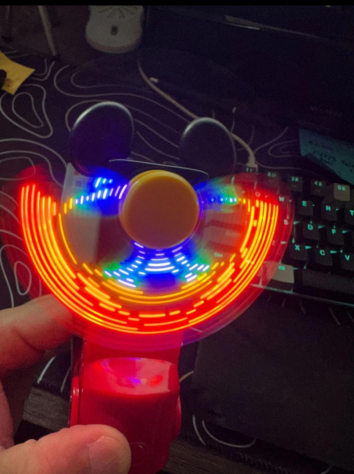 (NEW $33.99) Disney store Mickey Mouse handheld portable light-up message fan
