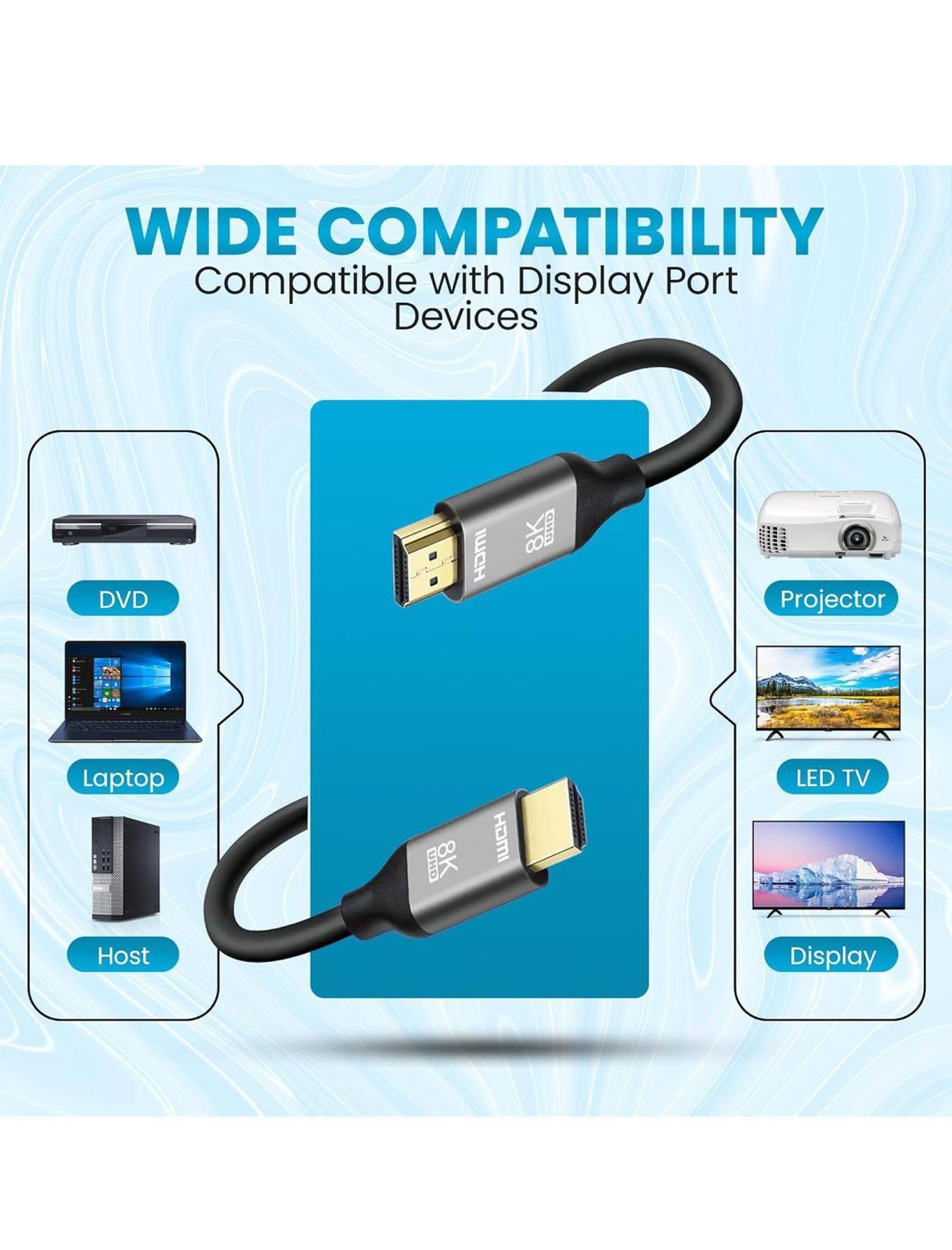 HDMI Cable, 8K, 4k, 6.6 ft, Ultra High Speed HDMI, 48Gbps 8K HDMI Cable 6.6 ft