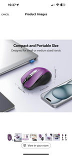 (MSRP $16.98) TECKNET Ergonomic Wireless Mouse – 2.4 GHz, 2600 DPI, 6 Buttons
