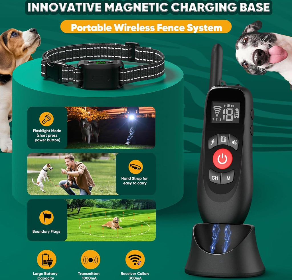 (MSRP $219.99) 2-in-1 Wireless Dog Fence w/ Remote Training Collars (2 Dogs)