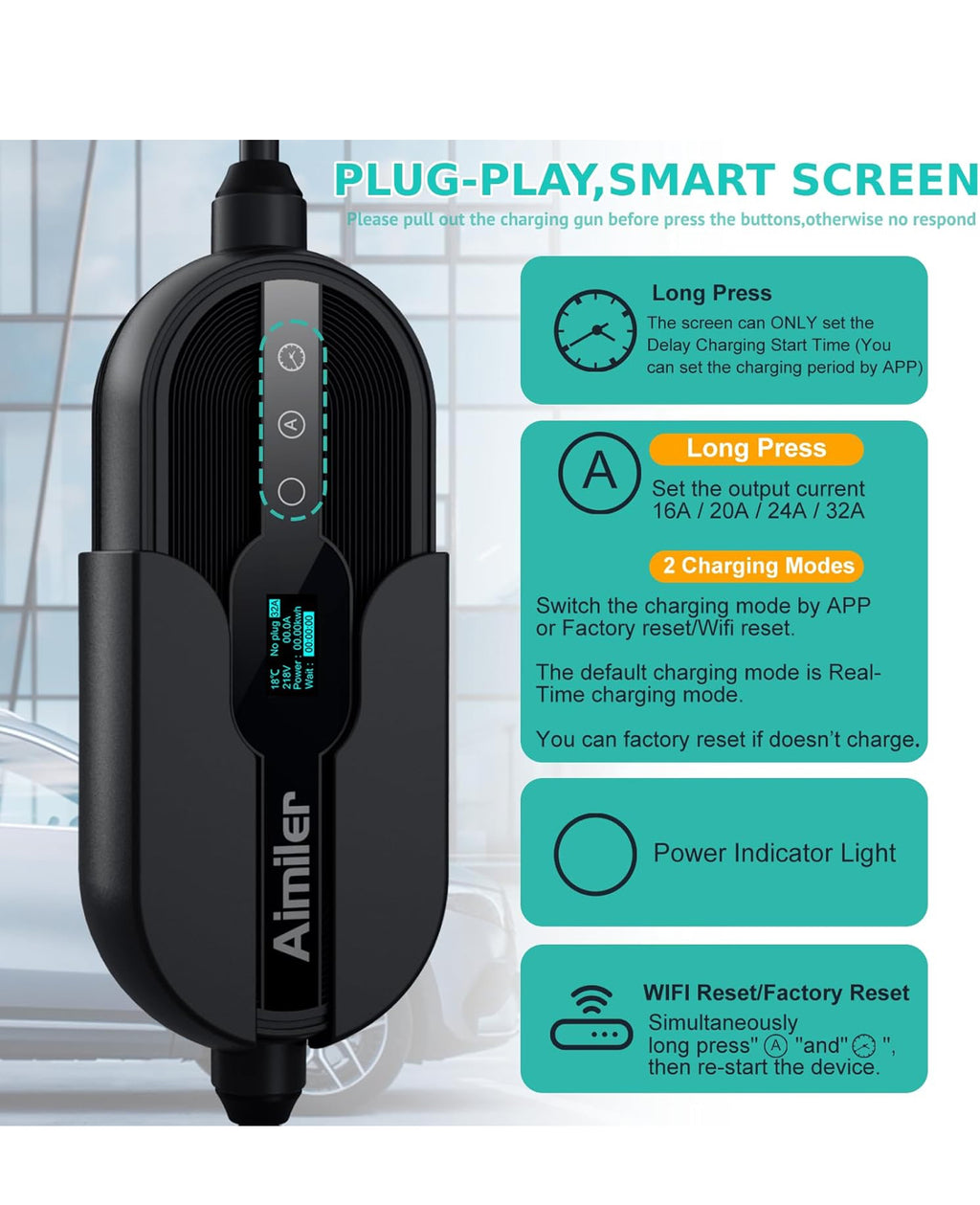 (NEW MSRP $299.99) Level 2 Electric Vehicle Charger, 32A 240V NEMA 14-50 Plug