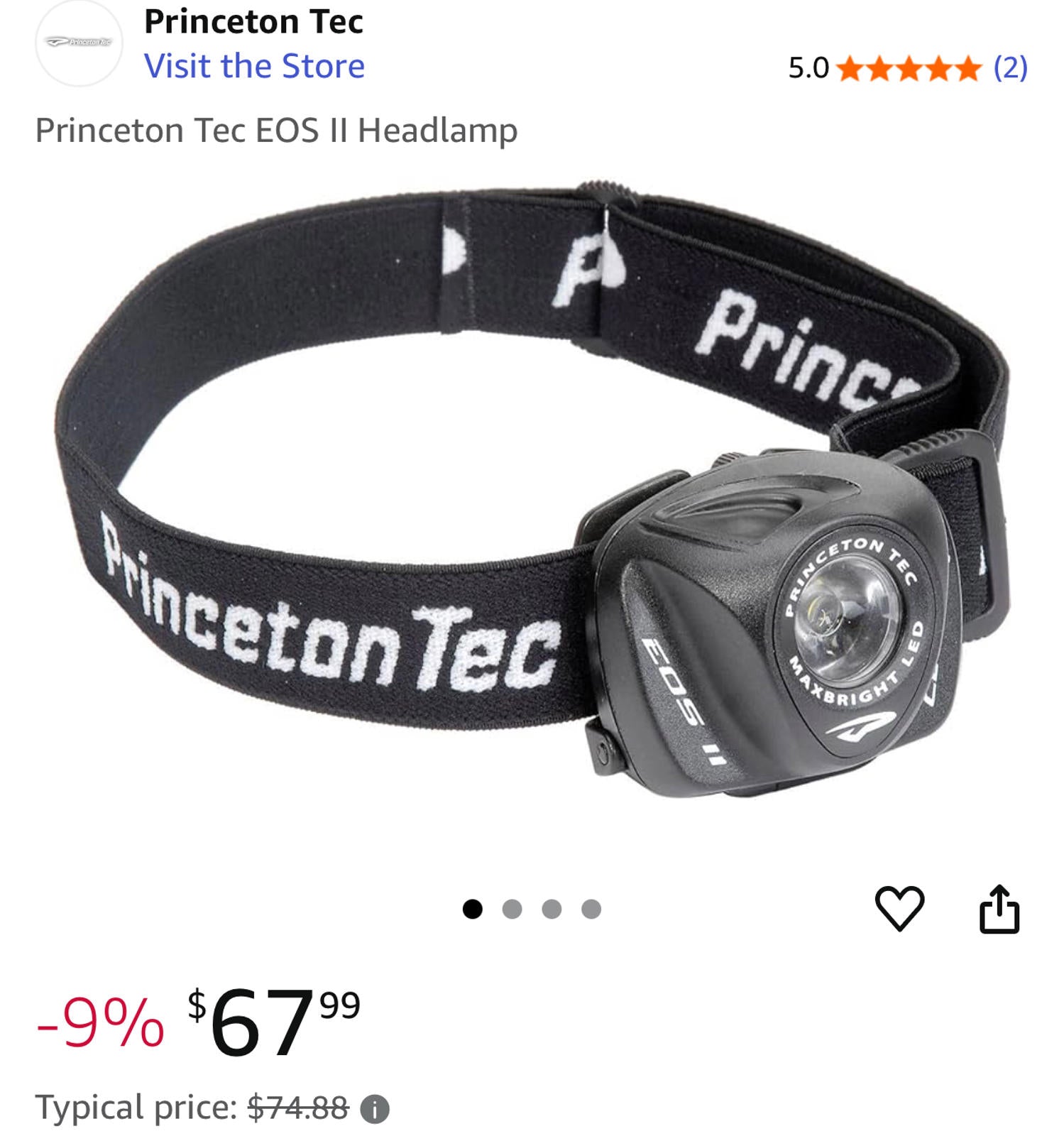 (MSRP $74.99) Princeton Tec EOS II Headlamp – 80‑Lumen Waterproof LED