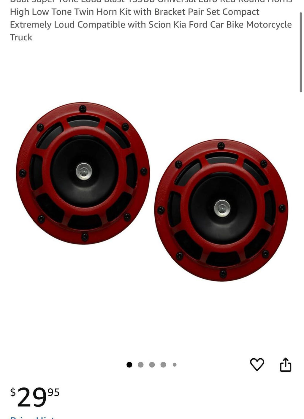(MSRP $29.99) 12V Twin-Tone Red Horn Kit – 300dB Blast at 430Hz + 320Hz 🔊🔴🚗