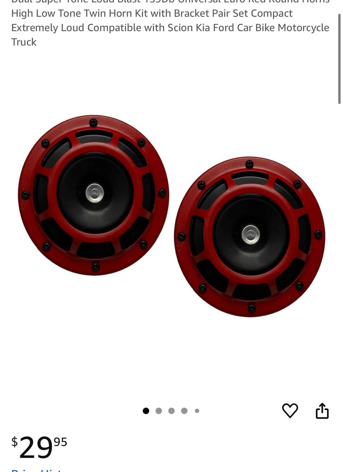 (MSRP $29.99) 12V Twin-Tone Red Horn Kit – 300dB Blast at 430Hz + 320Hz 🔊🔴🚗