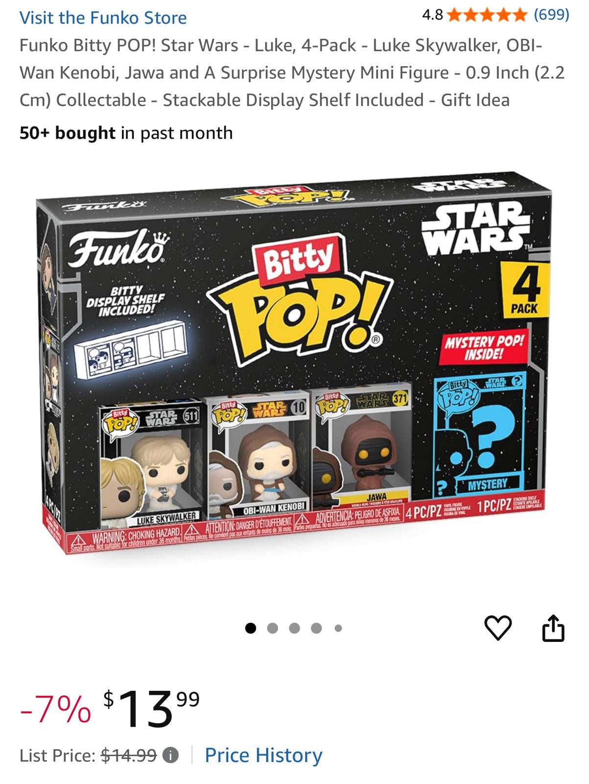 (MSRP $14.99) Funko Bitty POP! Star Wars 4-Pack – Luke, Obi-Wan, Jawa & Mystery