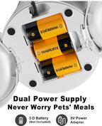(MSRP $49.99) Dual Pet Feeder–4.2L, 6 Meals/Day,Voice Record,USB & Battery Power