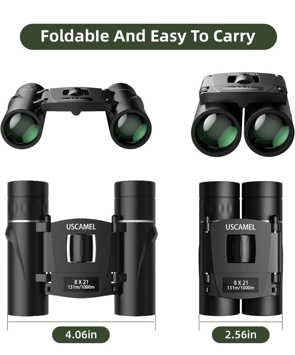 (NEW MSRP $19.99) USCAMEL 8×21 Compact Binoculars with BAK4 Prism & Easy Focus