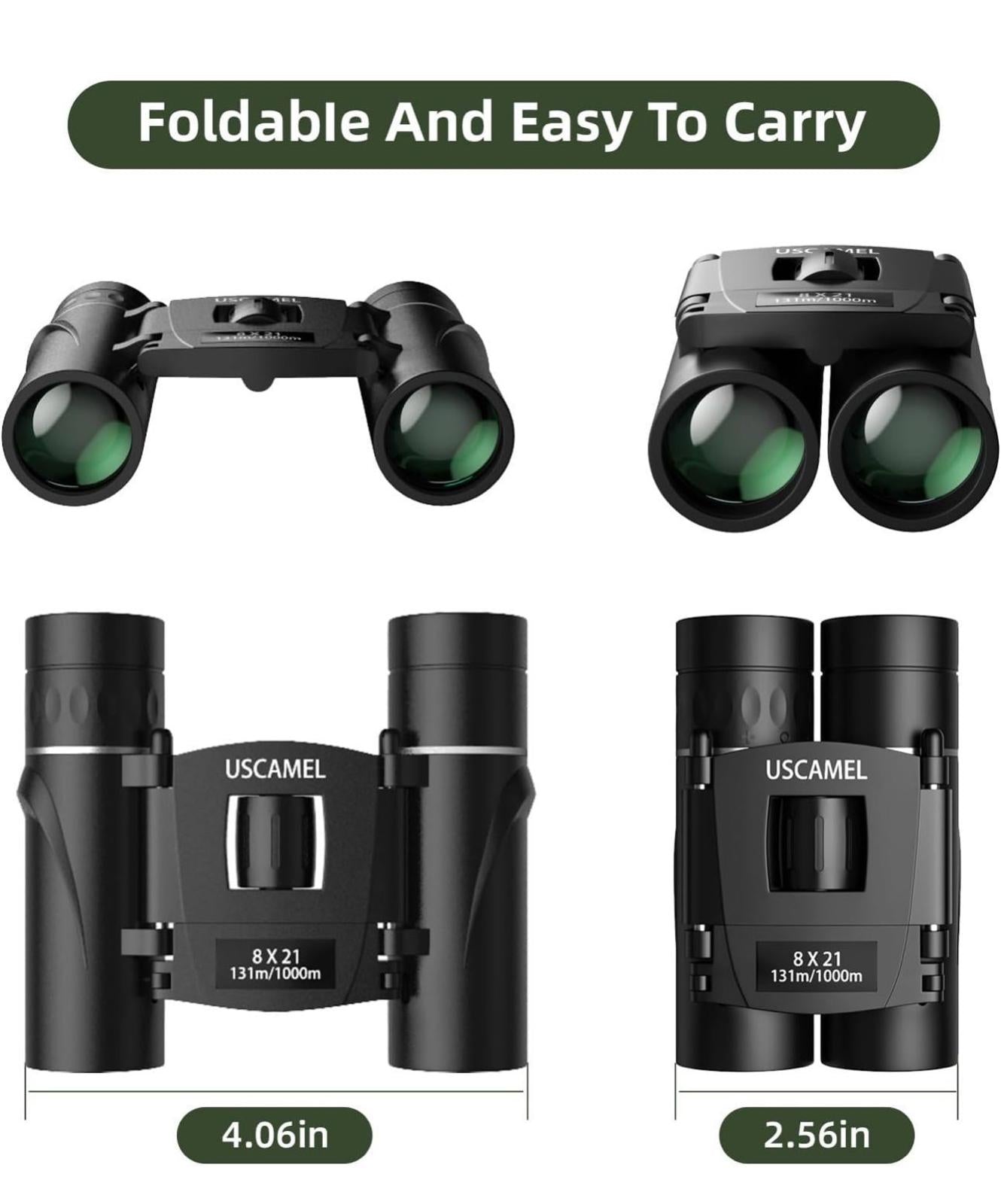 (NEW MSRP $19.99) USCAMEL 8×21 Compact Binoculars with BAK4 Prism & Easy Focus