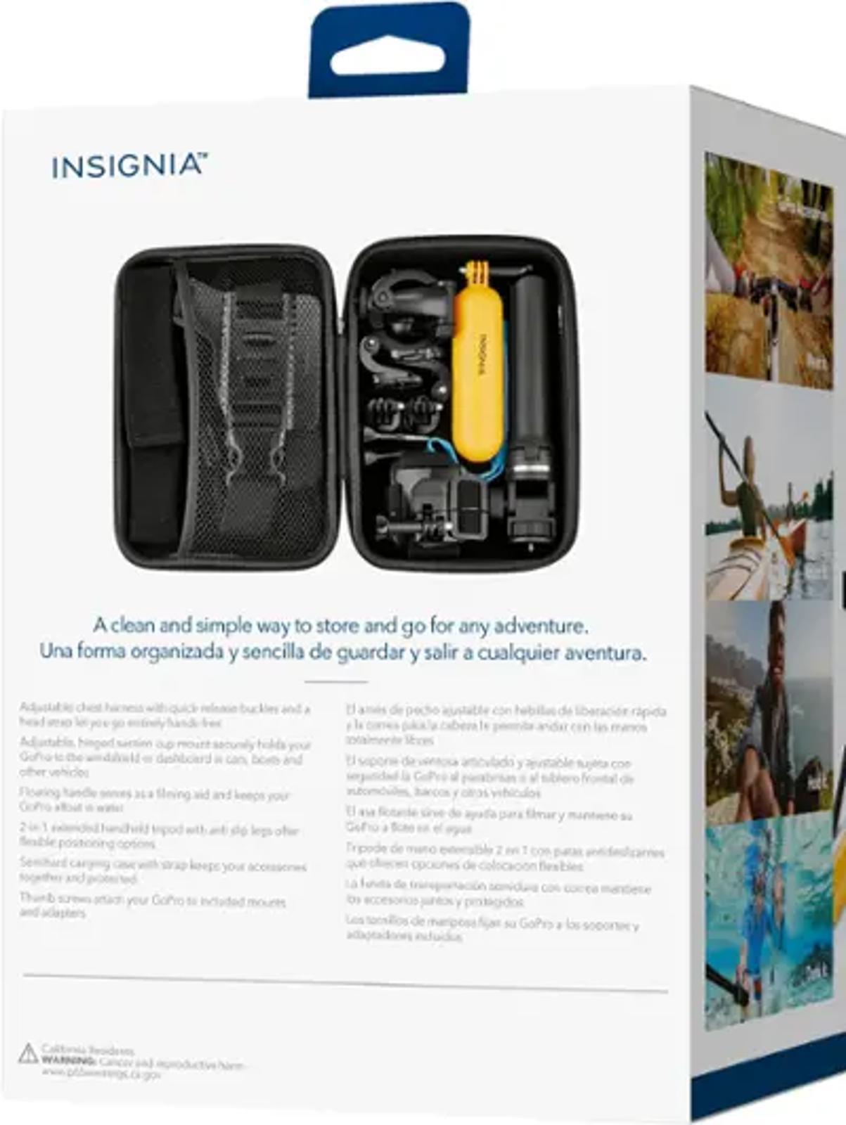 (MSRP $39.99) Insignia 12-Piece GoPro Accessory Kit –Mounts & Straps for Cameras