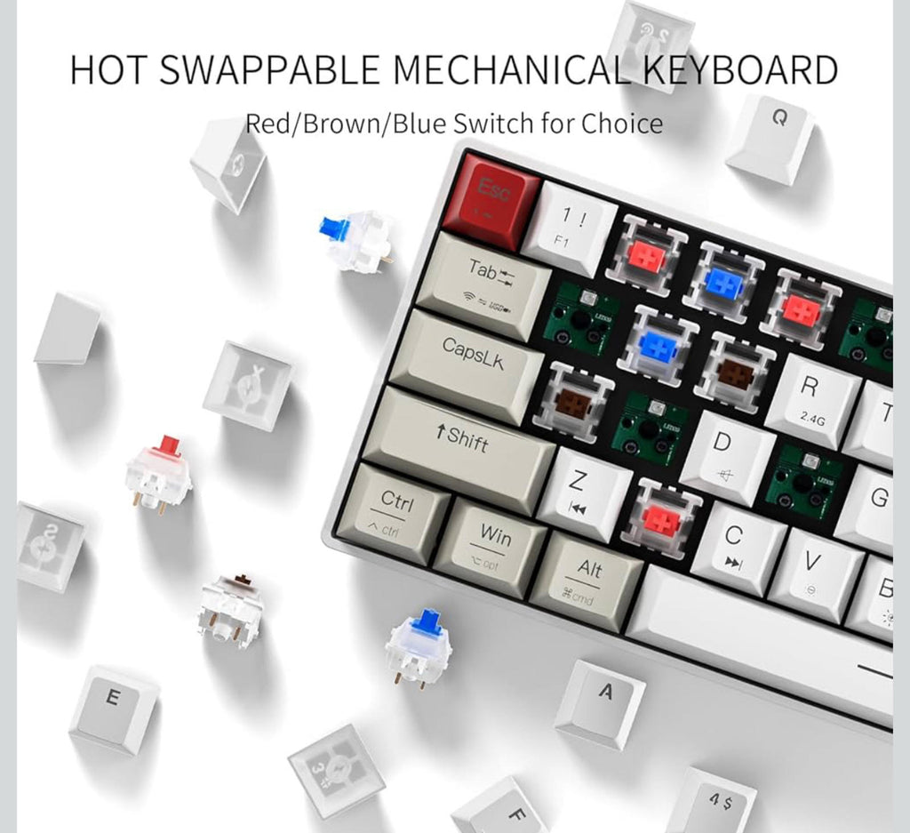 (MSRP $49.99) Newmen GM610 60% Wireless Mechanical Keyboard – RGB, Hot-Swappable