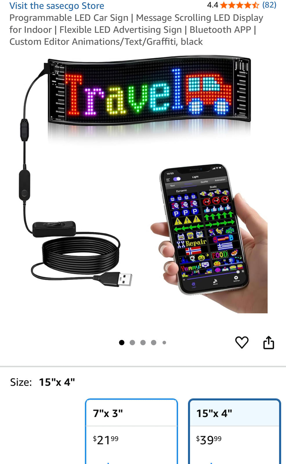 (NEW MSRP $39.99) Programmable LED Sign – Flexible, Bluetooth App, Animated 🚗💬
