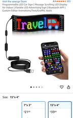 (NEW MSRP $39.99) Programmable LED Sign – Flexible, Bluetooth App, Animated 🚗💬