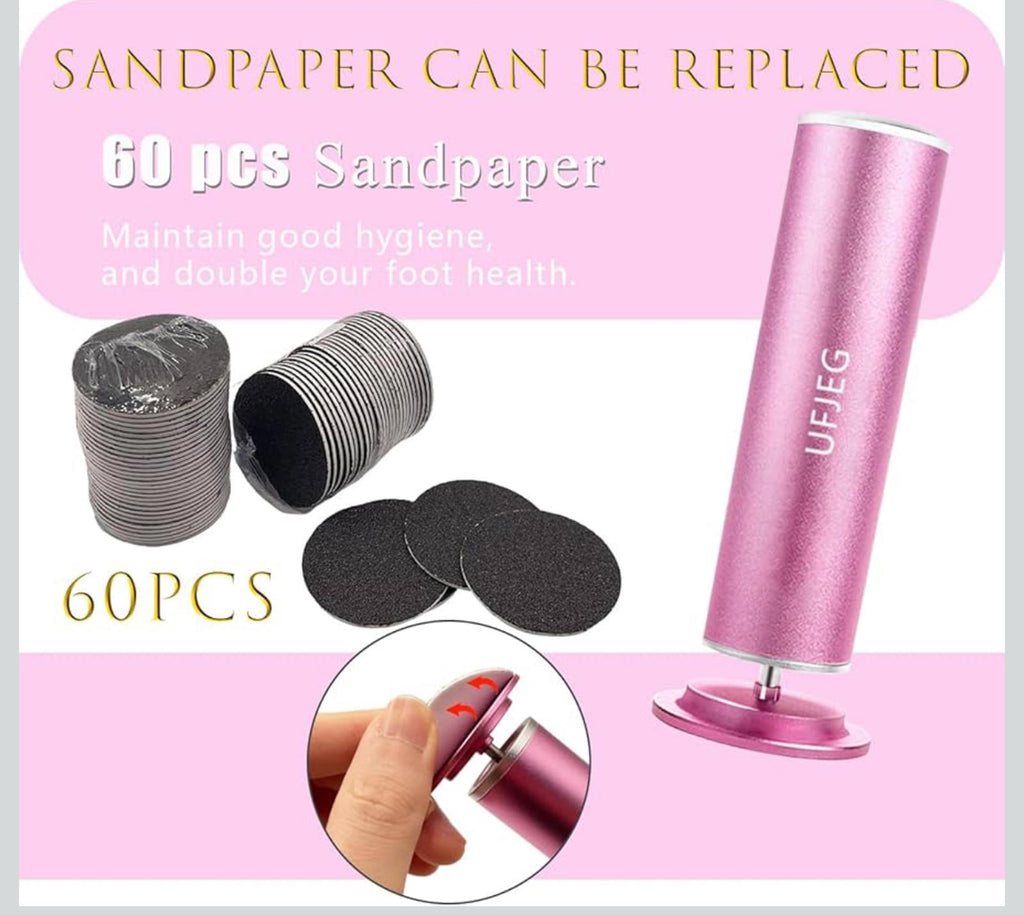 (NEW MSRP $24.99) Electric Callus Remover – Adjustable Speed, 60 Sandpapers