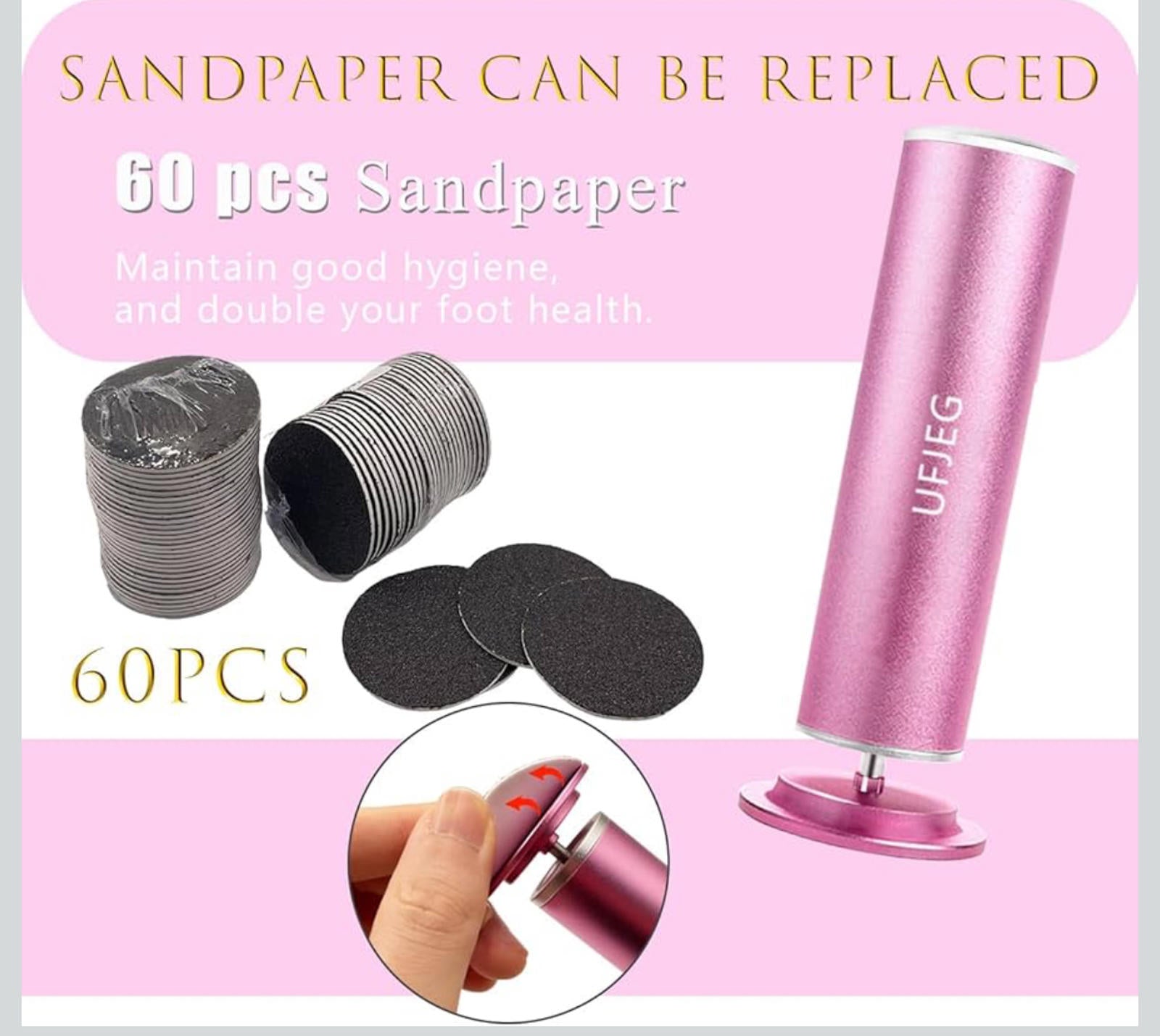 (NEW MSRP $24.99) Electric Callus Remover – Adjustable Speed, 60 Sandpapers