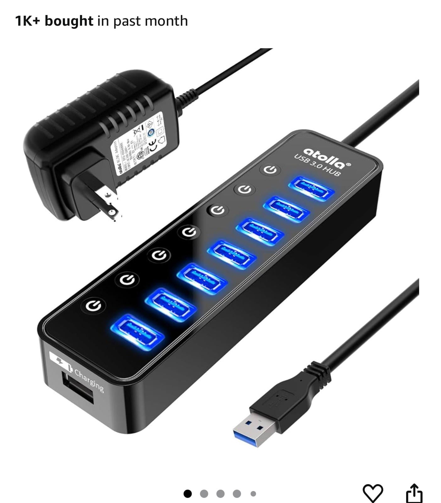 (MSRP $29.99) Sabrent 4-Port USB 3.0 Hub with Individual Power Switches and LEDs