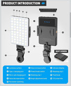 (NEW, MSRP $49) Portable LED Selfie / Fill Photo Light, USB-C, 4800mAh battery