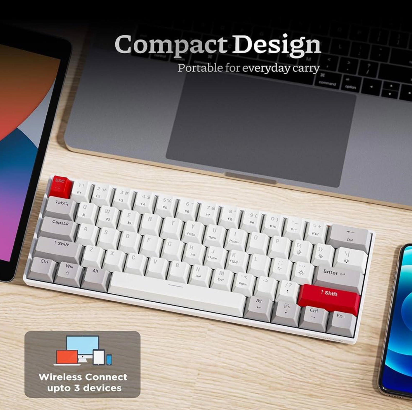 (MSRP $49.99) Newmen GM610 60% Wireless Mechanical Keyboard – RGB, Hot-Swappable