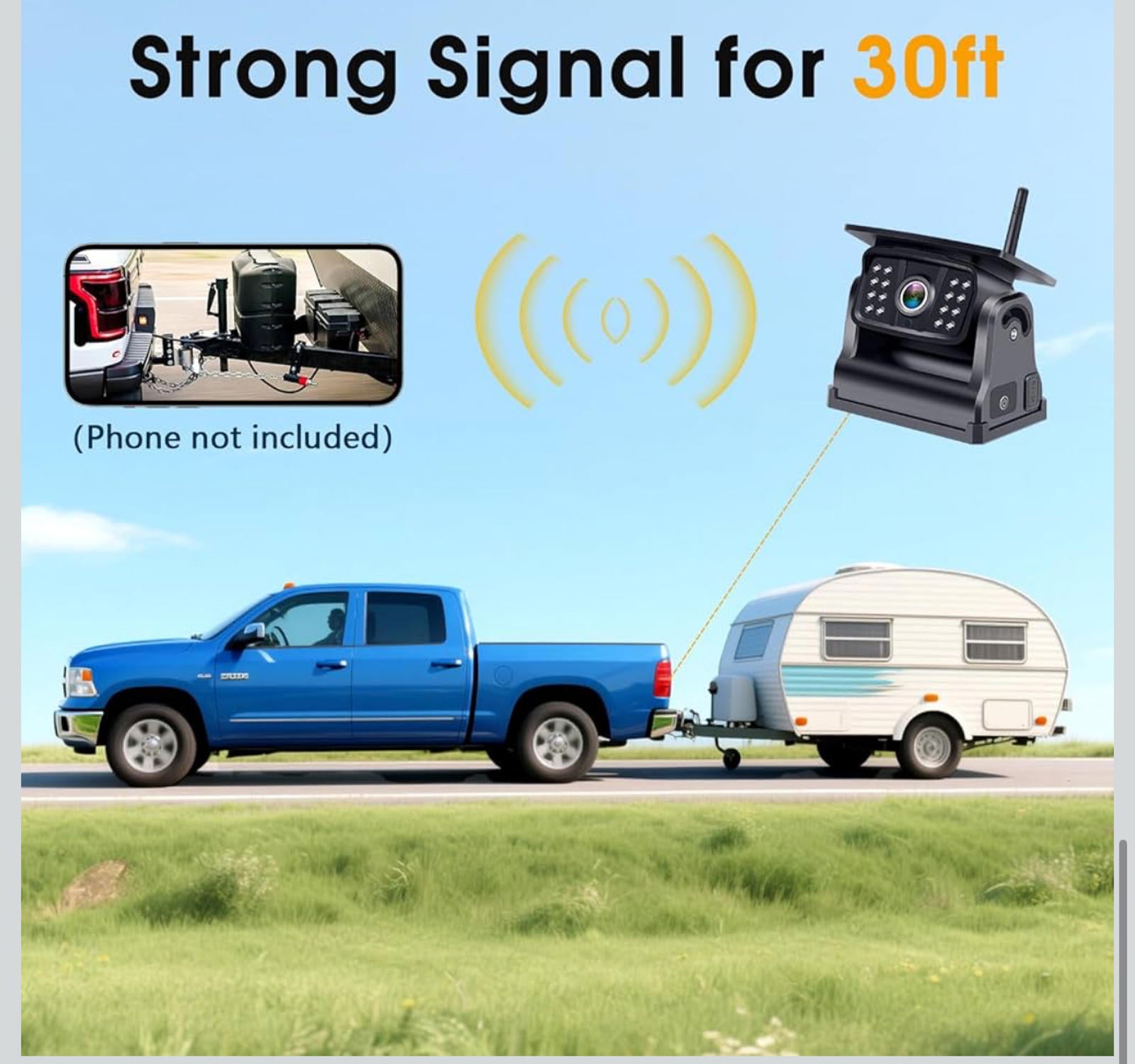(NEW MSRP $89.99) Wireless Solar Backup Camera V7 –Magnetic Mount, WiFi HD 1080P