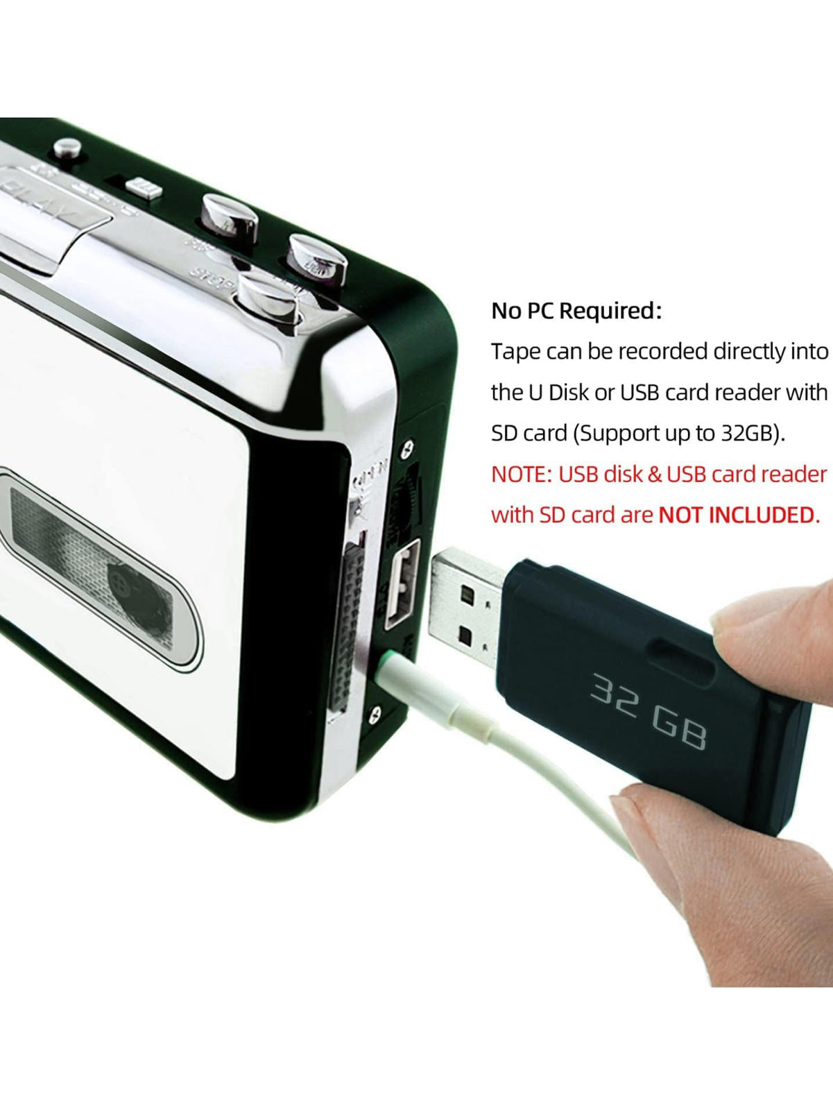 (MSRP $34.99) Reshow Cassette to MP3 Converter – Standalone USB Recorder