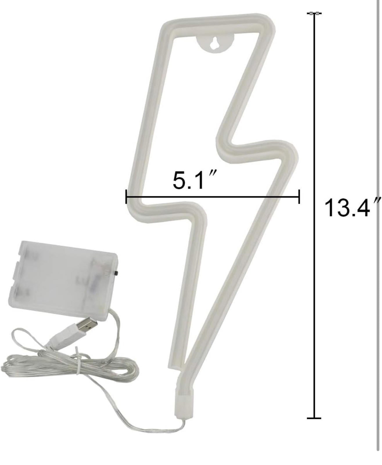 (MSRP $24.99) Sunnyglade LED Neon Lightning Sign –USB/Battery Powered Wall Decor