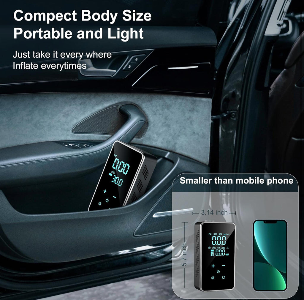 (MSRP $59.99) 18,000mAh 150 PSI Portable Tire Inflator,Touch Display, 4 Presets