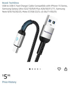 (NEW MSRP $5.99) USB to USB-C Fast Charger Cable Compatible with iPhone 15 Series, Samsung, etc