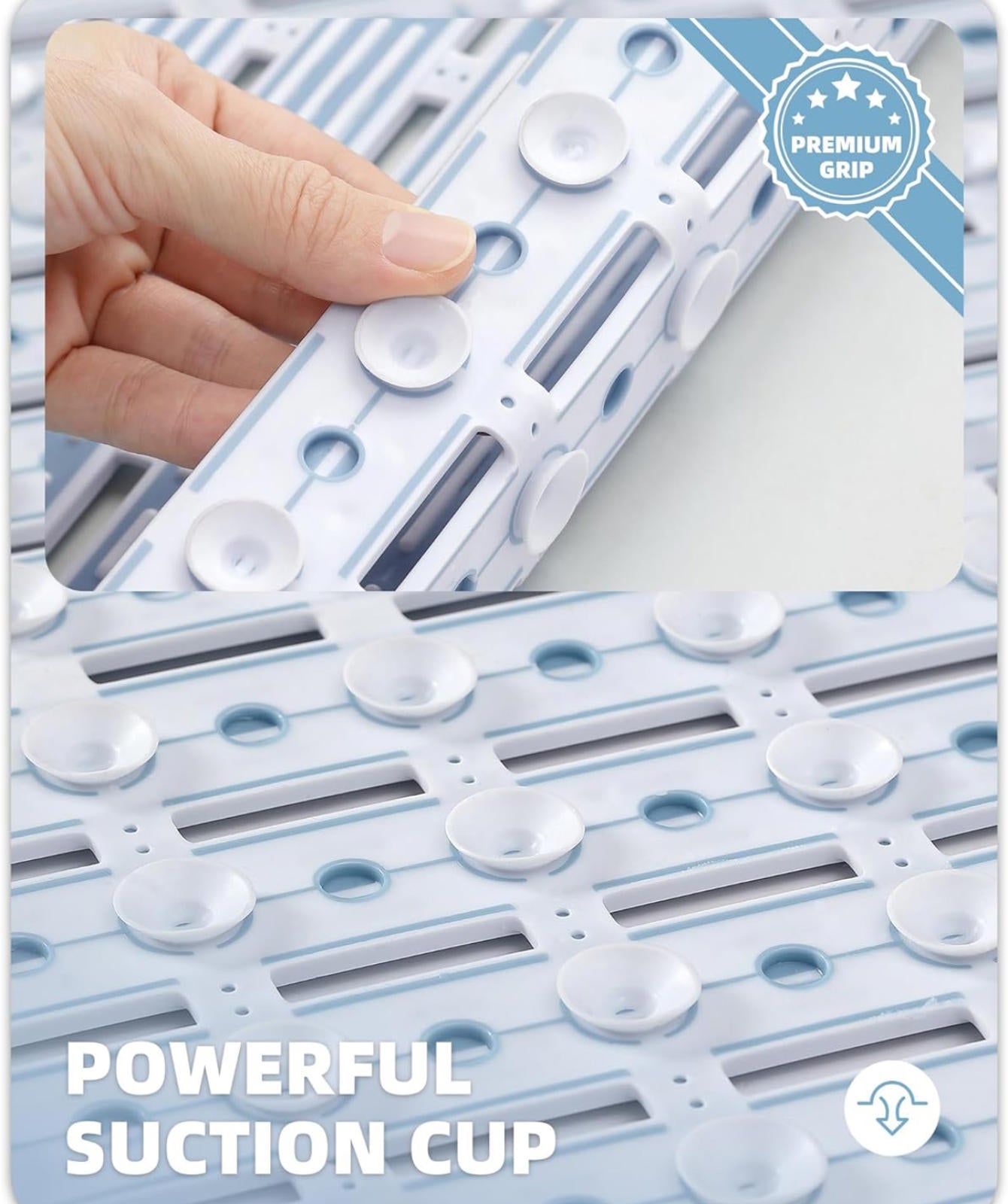 (MSRP $24.99) Color & Geometry 16”×36” Extra‑Long Non‑Slip Shower Mat