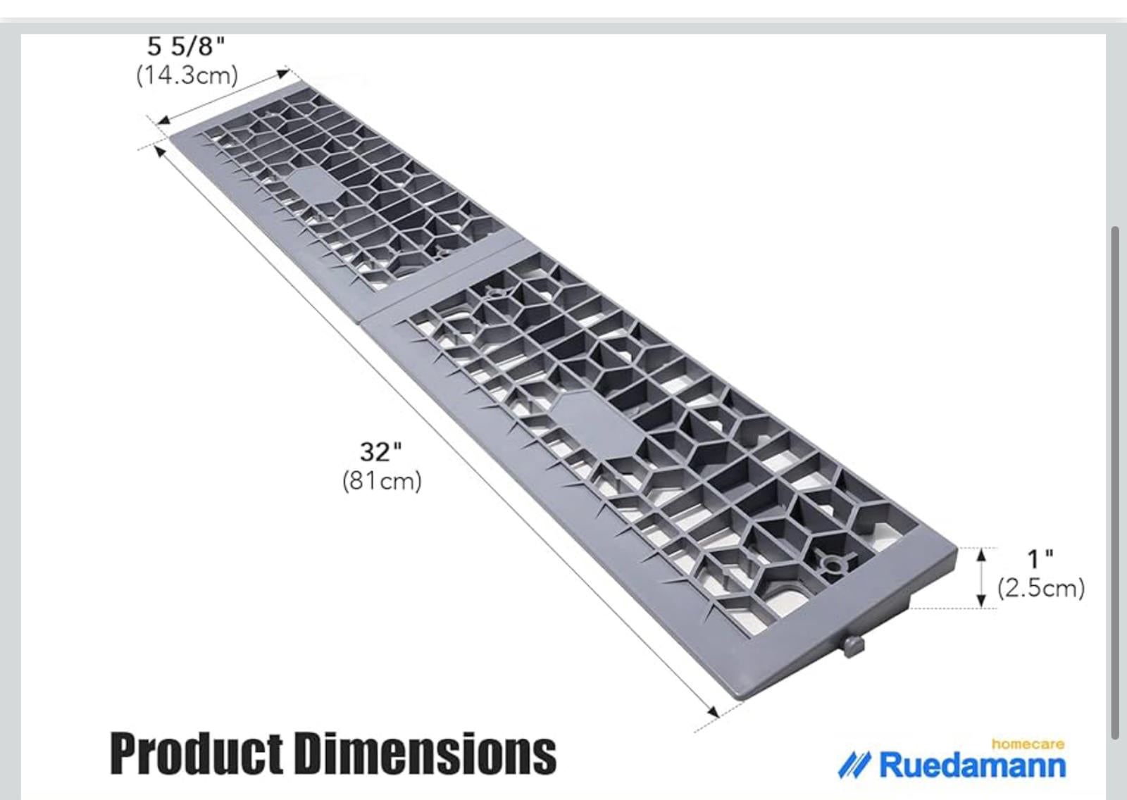 (MSRP $29.99) 1″ Modular Threshold Ramp Kit – 2‑Piece, 3 000 lb