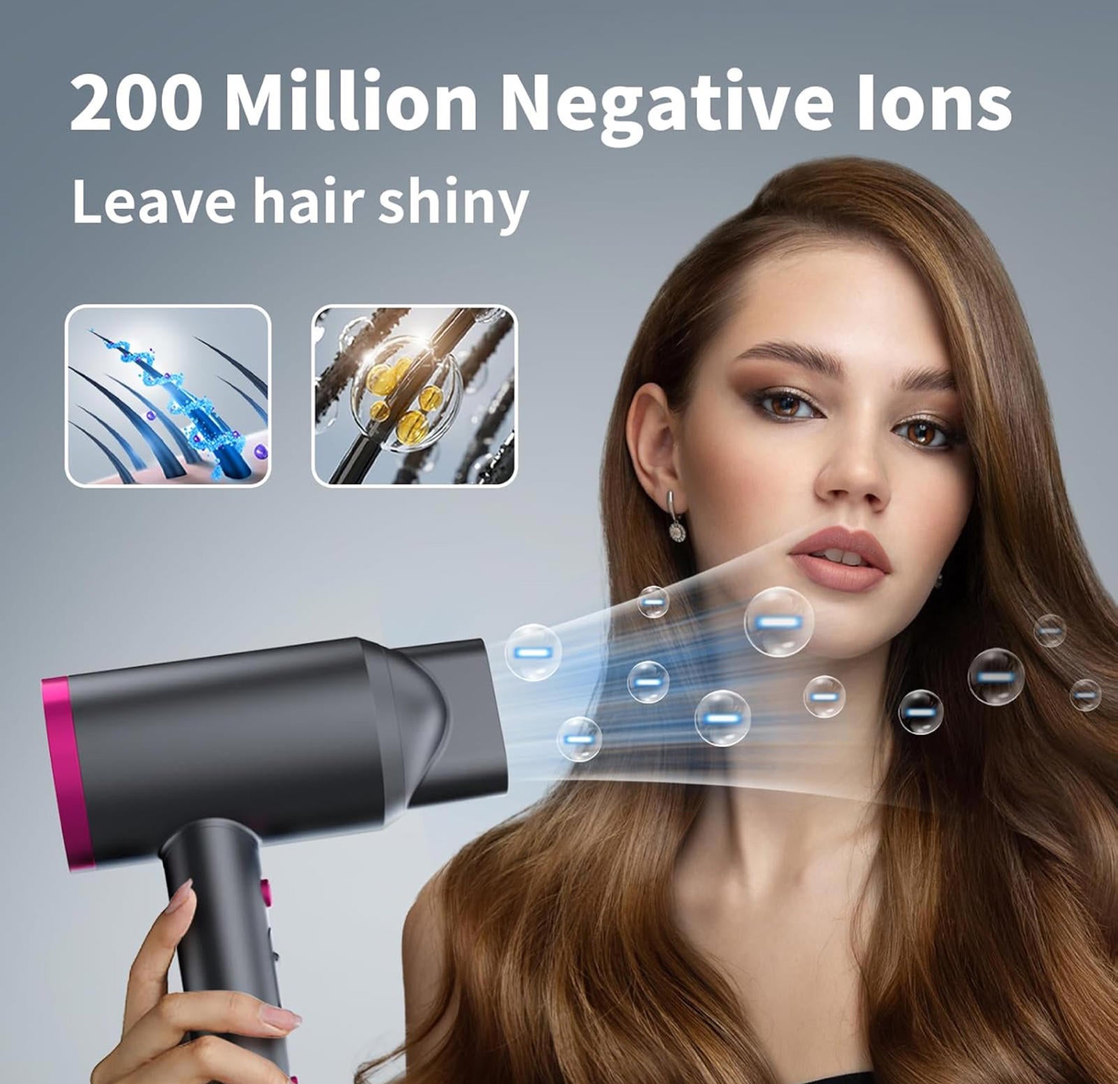 (MSRP $49.99) ANNE BETTY Ionic 1800W Hair Dryer with Diffuser & Nozzle