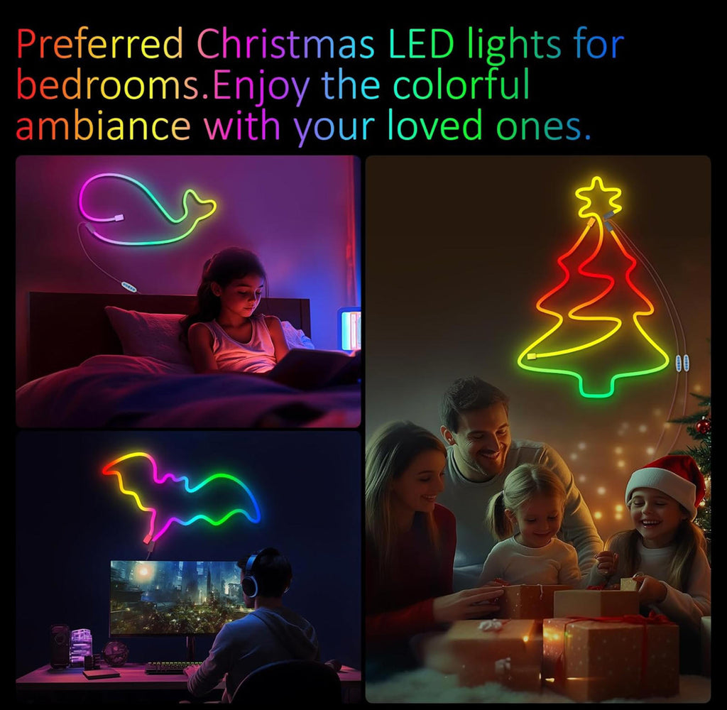 (NEW MSRP $19.99) 6.4ft LED Neon Rope Light Strip– App & Remote, Flexible Design