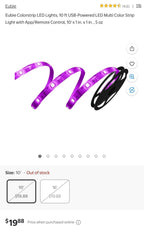 (NEW) Eubie Colorstrip LED Lights, 10 ft USB-Powered and Remote