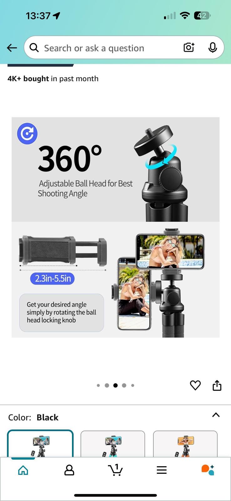 (NEW MSRP $25) Lightweight phone tripod. 87g compact construction