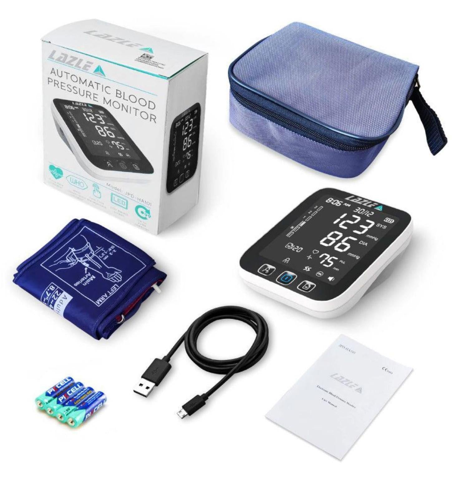 (NEW MSRP $99.99) Smart BP monitor, adjustable cuff, 200-memory, case