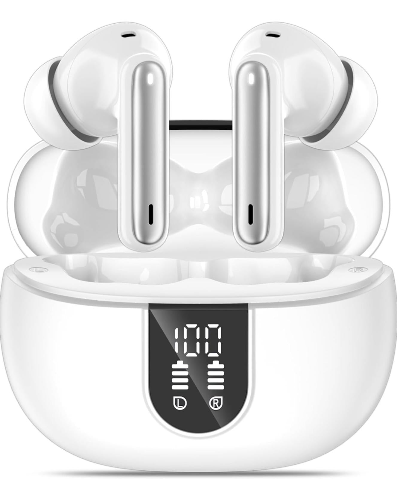 (MSRP $29.99) MoBadeety A60 Pro Bluetooth 5.3 Earbuds – 40 h Playtime, LED Case