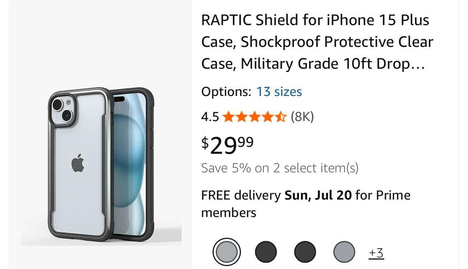 (MSRP $29.99) RAPTIC iPhone 15 Plus Case – Shockproof Military Grade Drop Tested