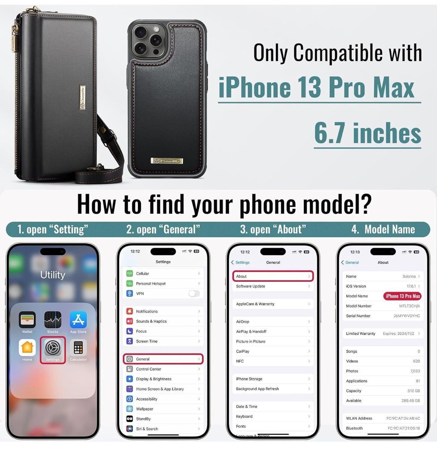 (NEW, MSRP $32.99) SILVER 2-in-1 Detachable Wallet Case for iPhone 13/14 Pro Max