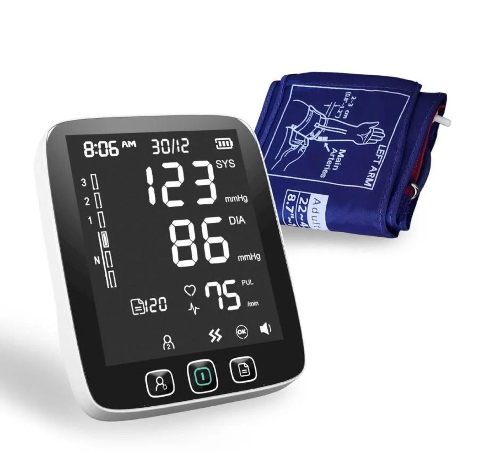 (NEW MSRP $99.99) Smart BP monitor, adjustable cuff, 200-memory, case