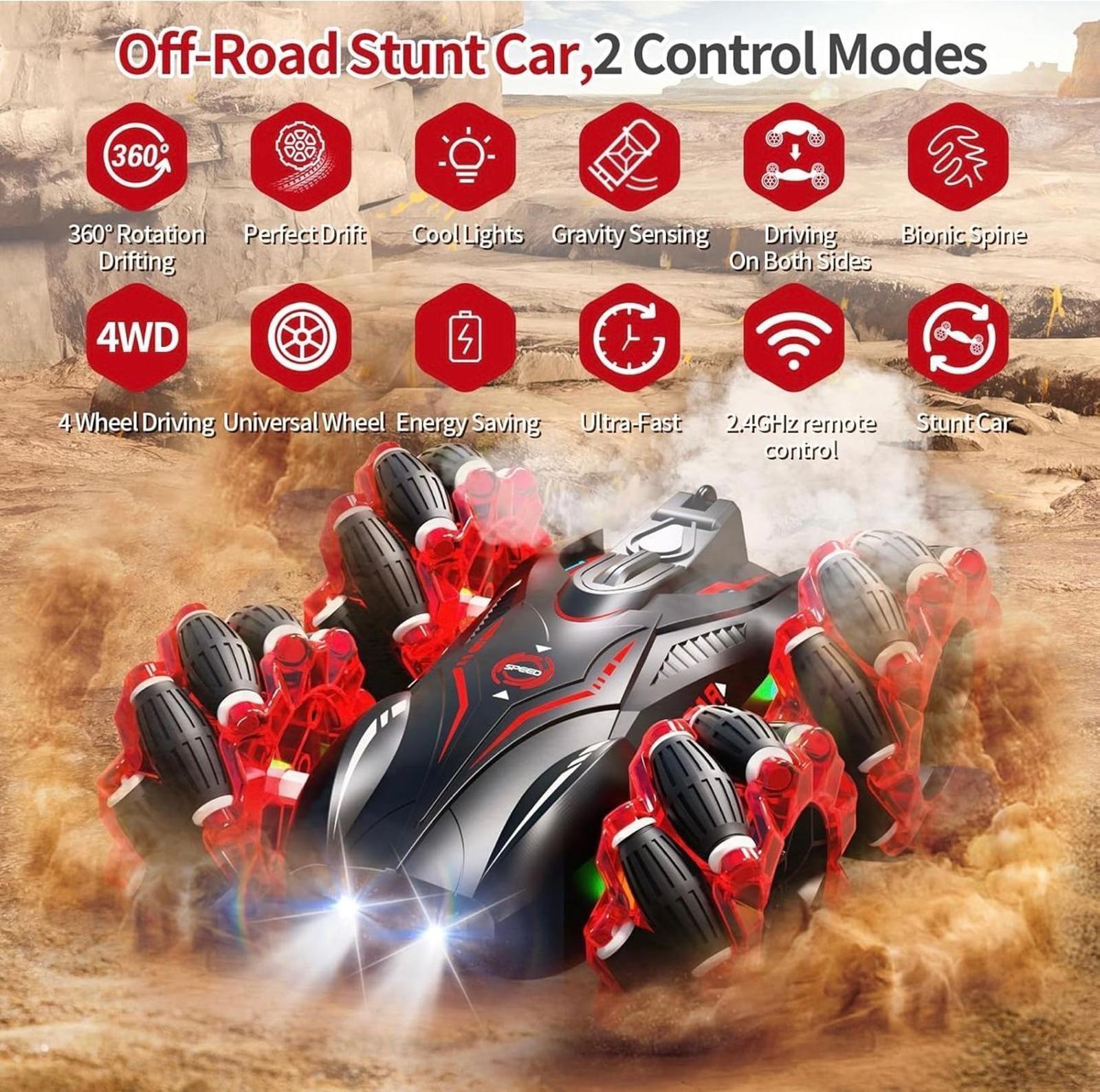 (NEW MSRP $29.99) RC Gesture Sensing 4WD Stunt Car, WristBand Control, 360° Flip