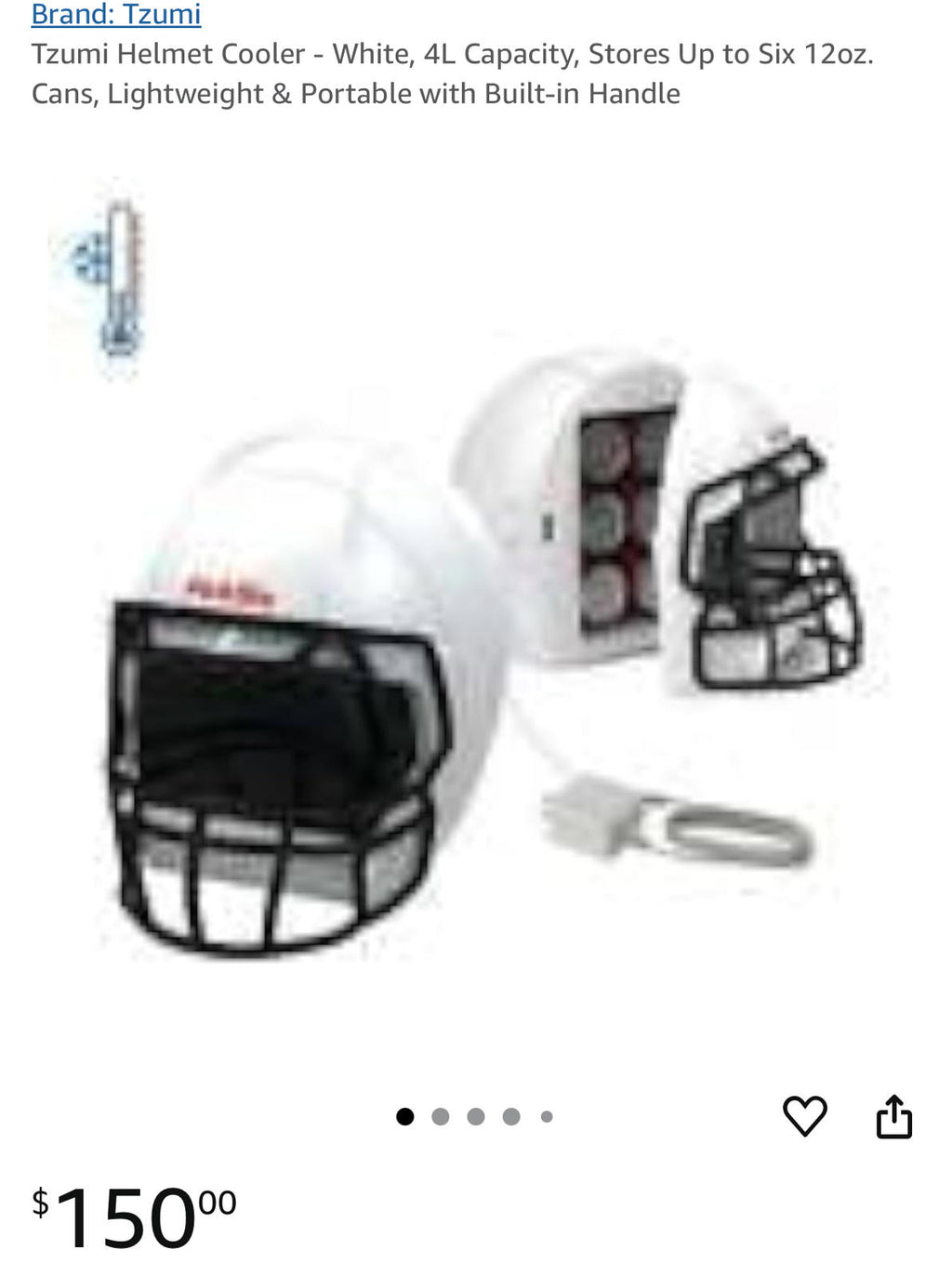 (MSRP $149.99) Tzumi ionchill PickSix 4L Football Helmet Cooler