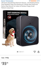 (NEW MSRP $35.99) Ultrasonic Dog Bark Deterrent Device–2 Modes, IPX4 Splashproof