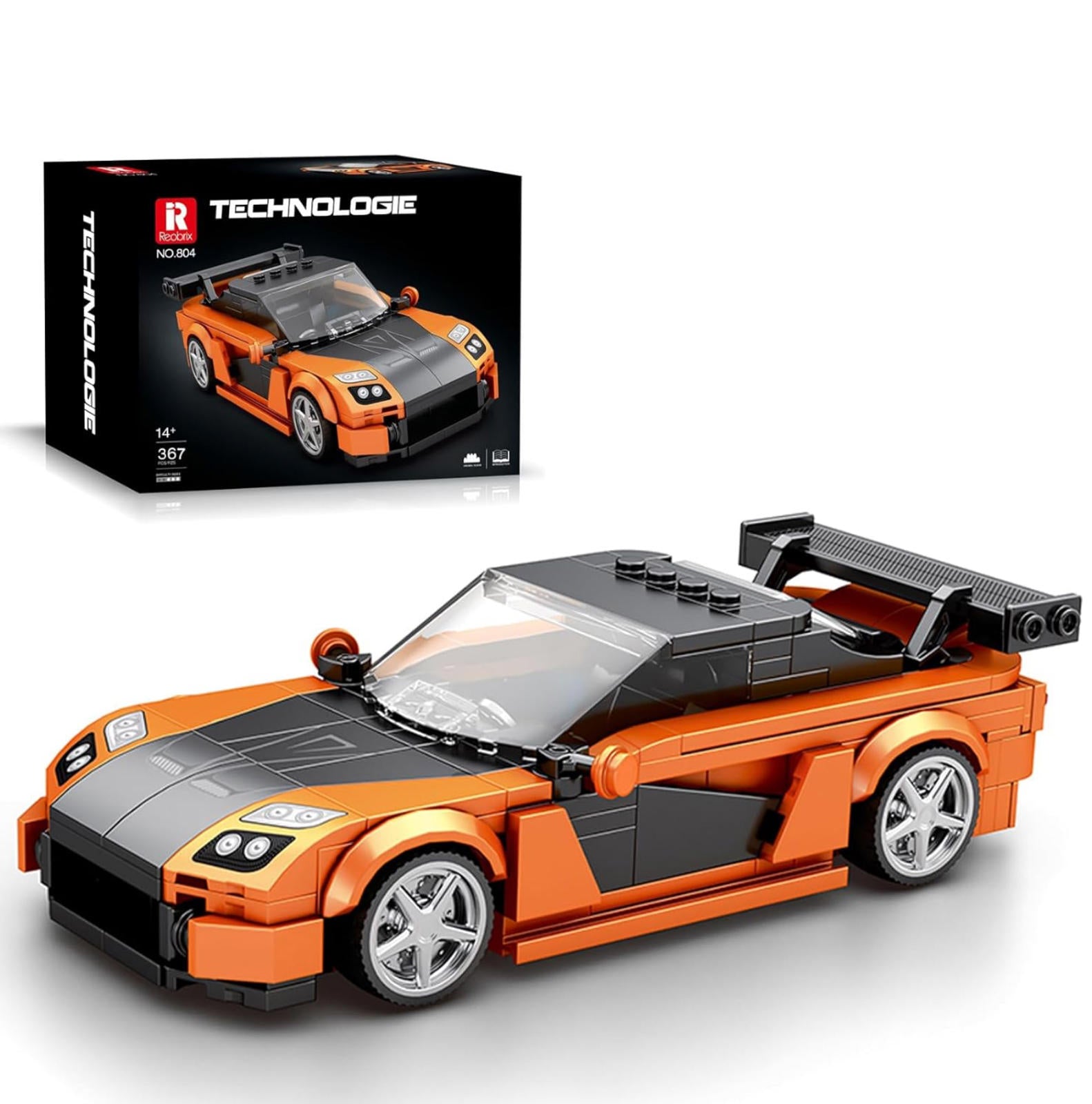 (NEW MSRP $25.99) Reobrix Mazda RX-7 Building Block Kit – 1:24 Scale Racing Car
