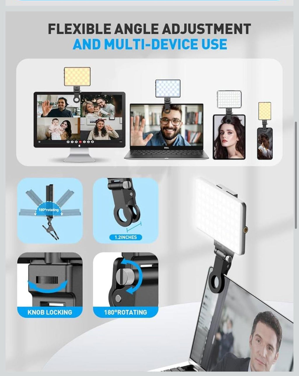 (NEW, MSRP $49) Portable LED Selfie / Fill Photo Light, USB-C, 4800mAh battery