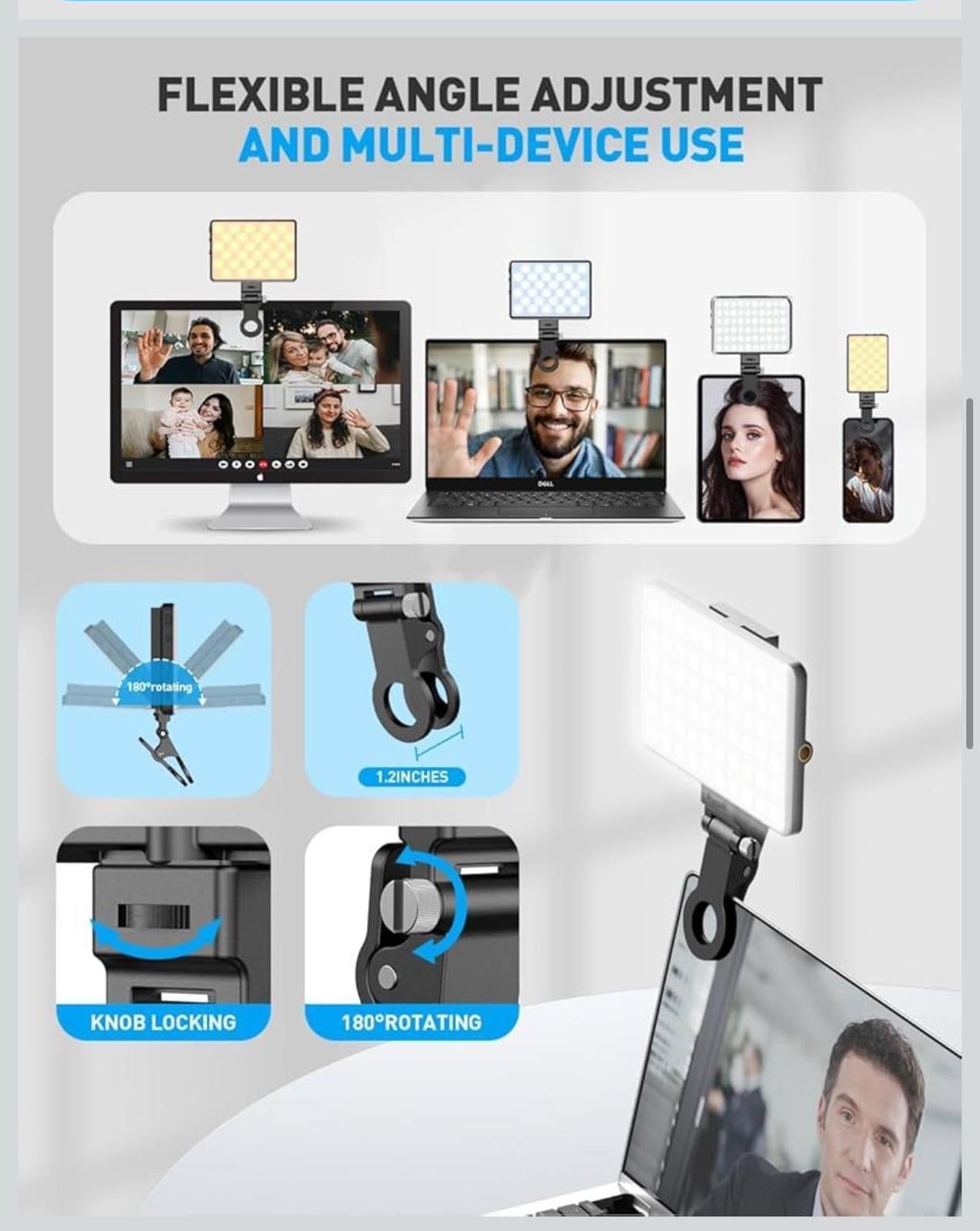 (NEW, MSRP $49) Portable LED Selfie / Fill Photo Light, USB-C, 4800mAh battery