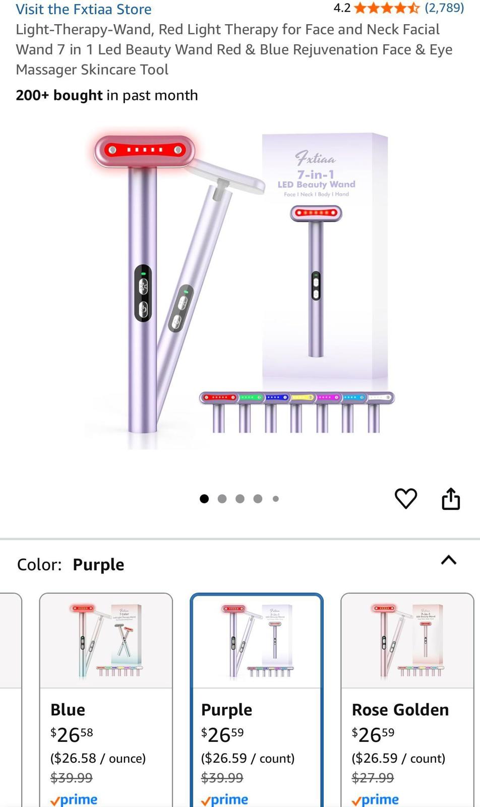 (NEW MSRP $26.59) Fxtiaa 7-in-1 LED Red Light Therapy Wand for Face & Neck