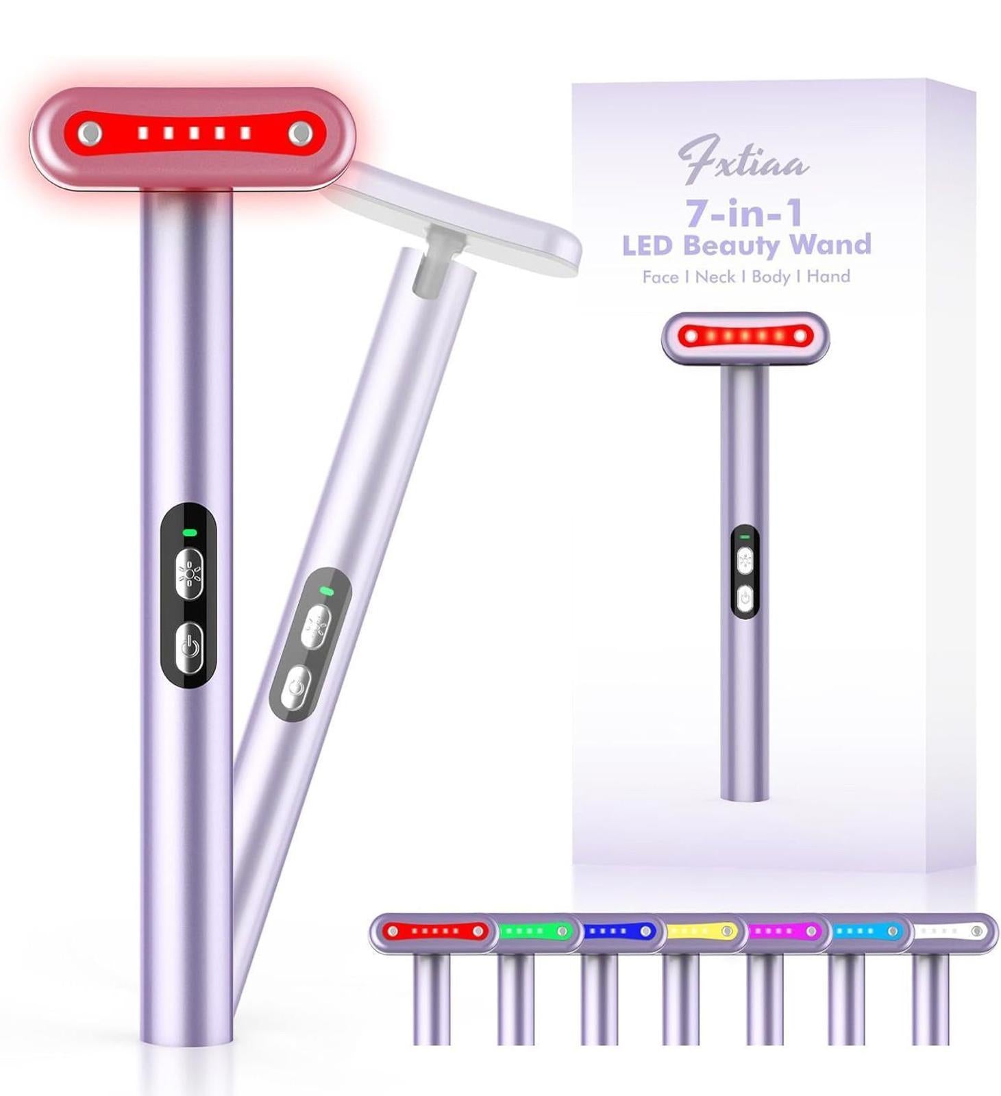 (NEW MSRP $26.59) Fxtiaa 7-in-1 LED Red Light Therapy Wand for Face & Neck