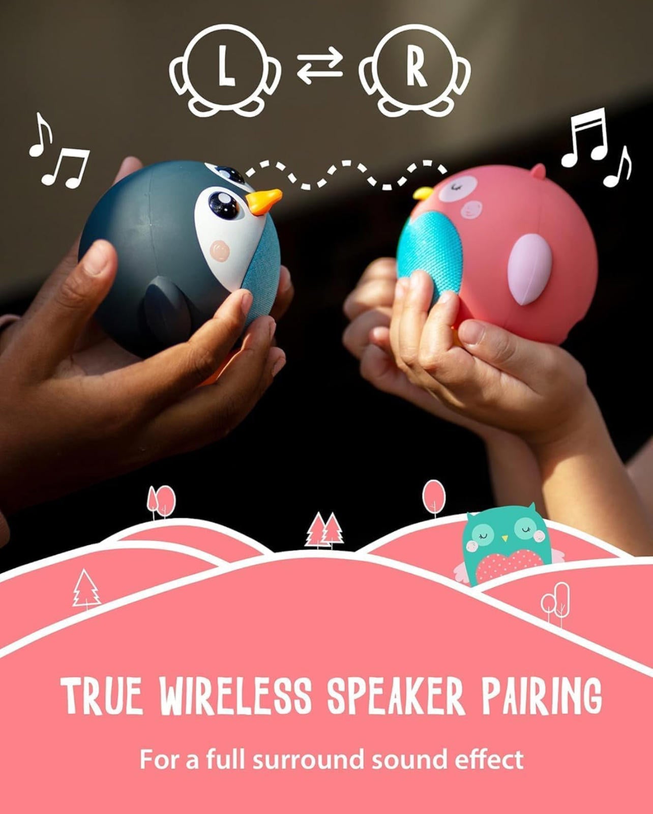 (NEW MSRP $24.99) Kids Bluetooth Owl Speaker w/ Mic, 60-Day Standby