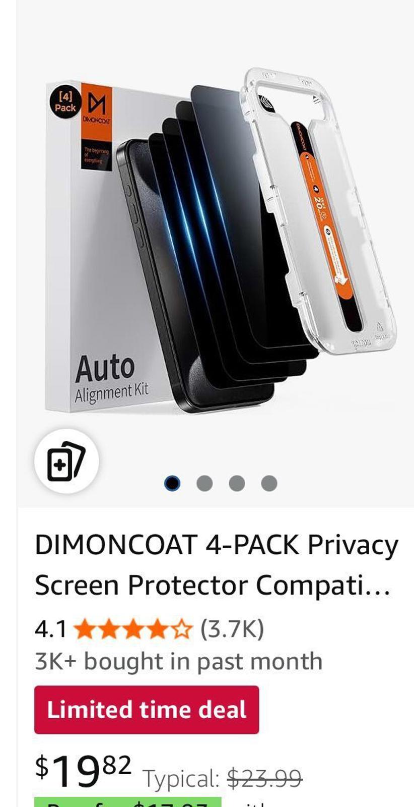 4-PACK Privacy Screen Protector Compatible with iPhone 15 Pro Max